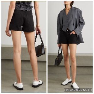 FRAME Le Grand Garcon Frayed Western Biker Festival Denim Black Shorts Size 25